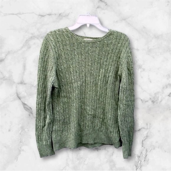 L.L. Bean Sweaters - LL Bean Women's 80% Lambs Wool Cable Sweater Crewneck Green  Knit Sweater